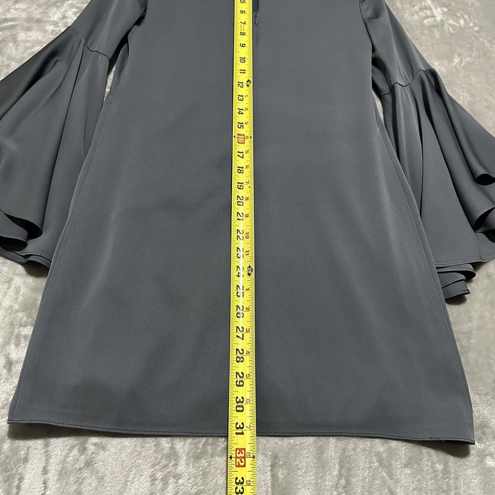 Milly Nicole Bell Sleeve Silk Mini Dress Womens Size 4 Dark Gray Whimsigoth USA - Picture 11 of 11
